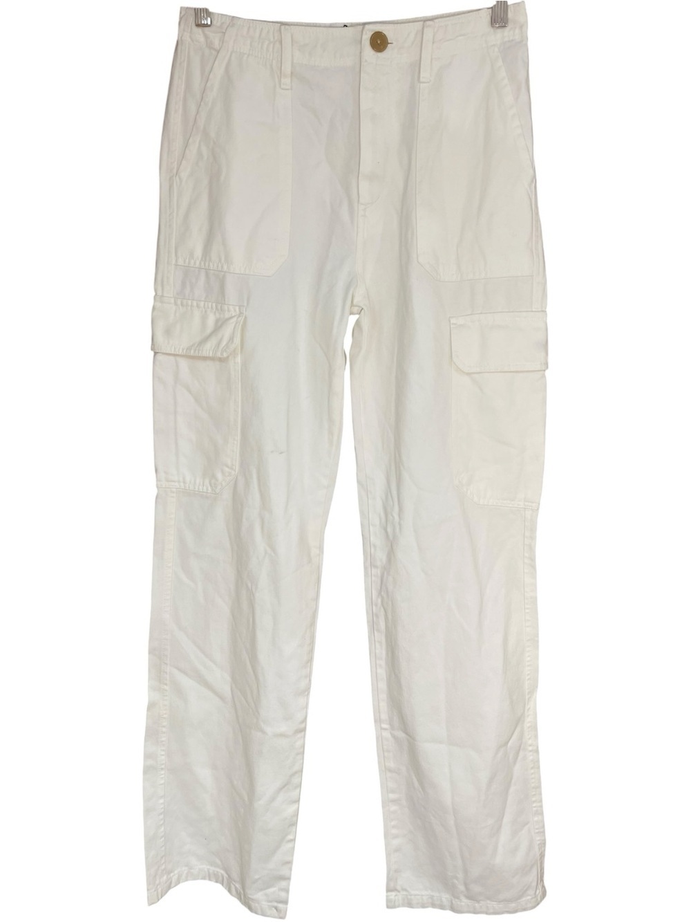Zara Hi Rise Straight Cargo Pants Trousers White